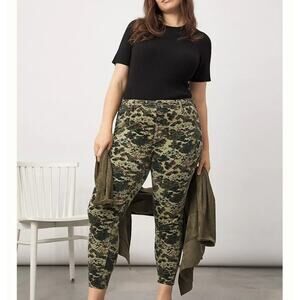 Anthropologie Pilcro High Rise Skinny Button Fly Corduroy Pants Camo Green 26P